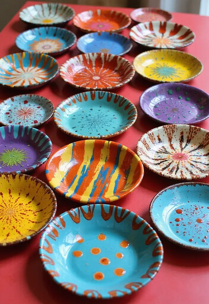 30+ Ring Dish Painting Ideas That Make Jewelry Storage Cute and Fun - 15. Collage of Colors
