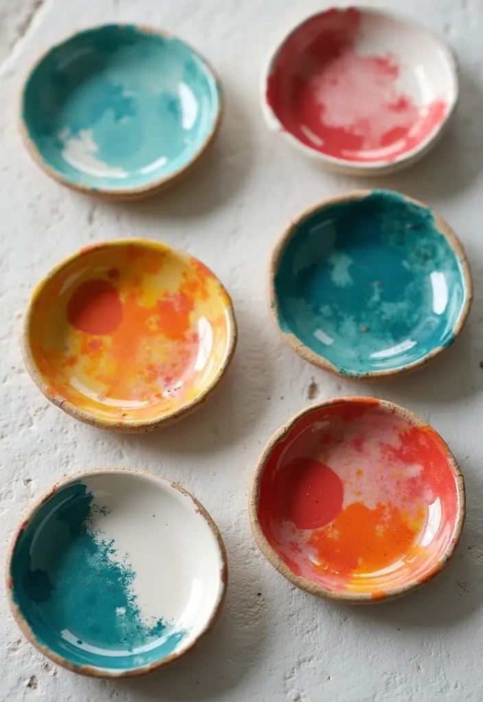 30+ Ring Dish Painting Ideas That Make Jewelry Storage Cute and Fun - 19. Artistic Brush Strokes