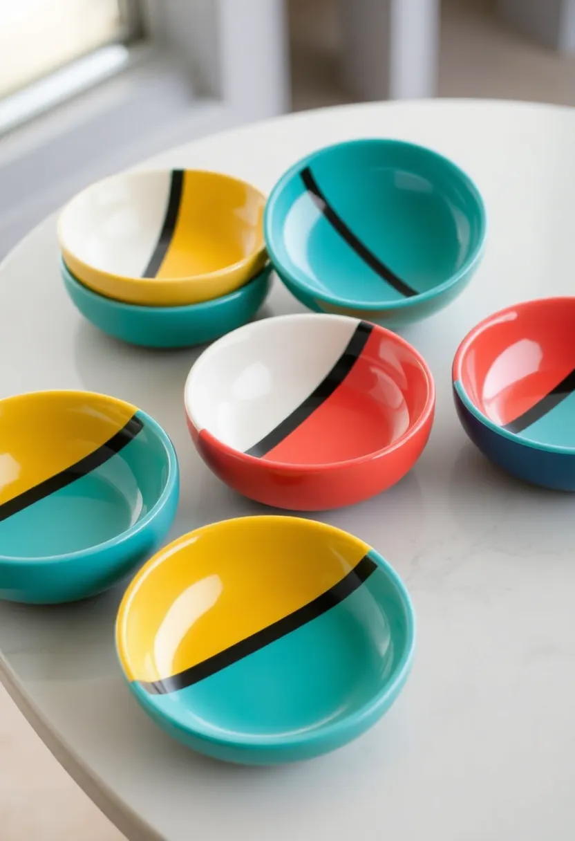 30+ Ring Dish Painting Ideas That Make Jewelry Storage Cute and Fun - 27. Color Blocking
