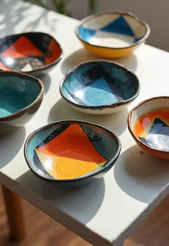 30+ Ring Dish Painting Ideas That Make Jewelry Storage Cute and Fun - 6. Geometric Patterns
