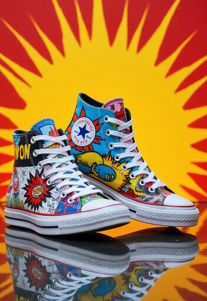 30+ Shoe Painting Ideas Converse That Look Cool and Trendy - 10. Pop Art Style