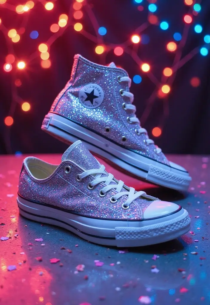30+ Shoe Painting Ideas Converse That Look Cool and Trendy - 13. Glitter and Glam