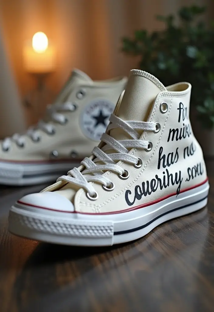 30+ Shoe Painting Ideas Converse That Look Cool and Trendy - 16. Personal Quotes