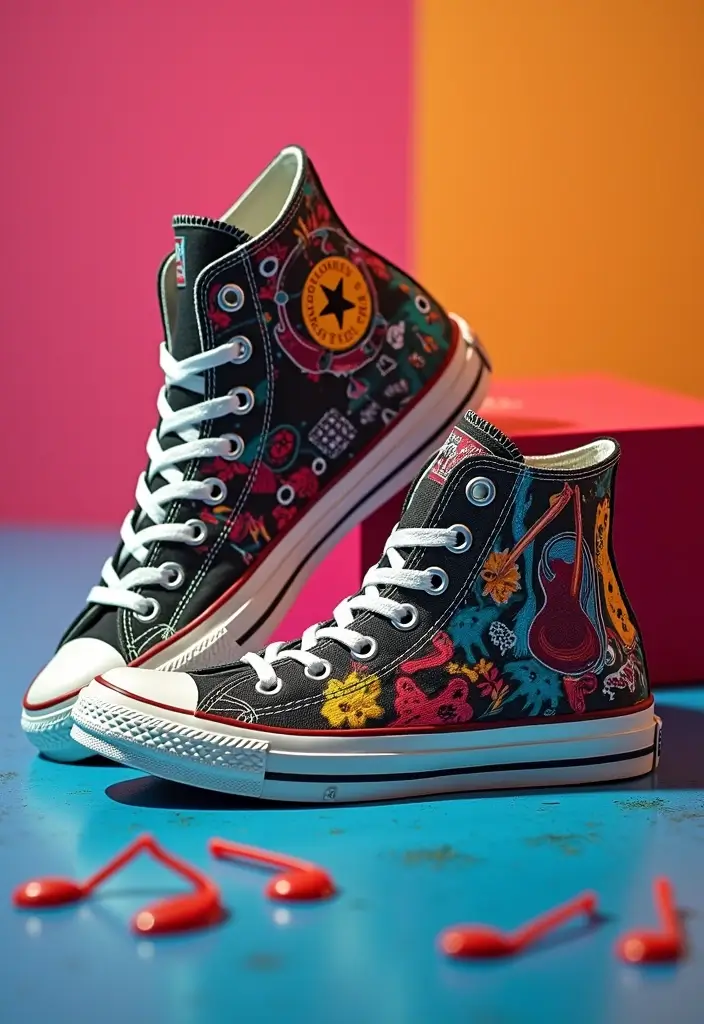 30+ Shoe Painting Ideas Converse That Look Cool and Trendy - 18. Inspired by Music
