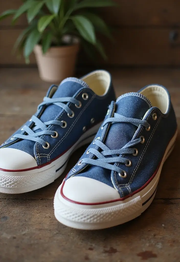 30+ Shoe Painting Ideas Converse That Look Cool and Trendy - 23. Vintage Denim