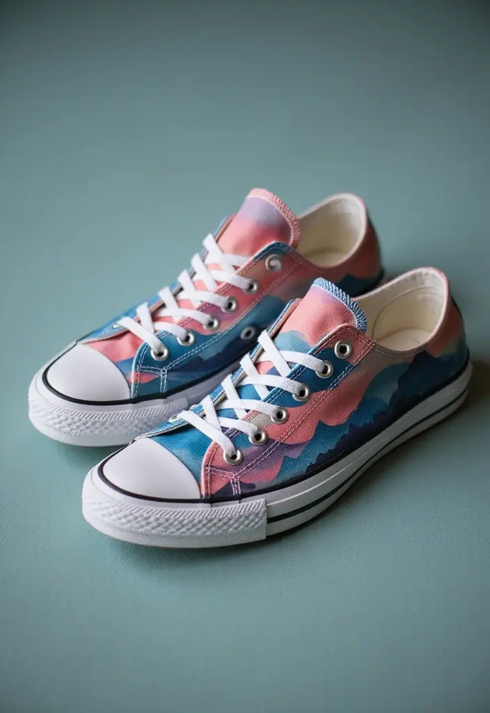 30+ Shoe Painting Ideas Converse That Look Cool and Trendy - 28. Abstract Landscapes