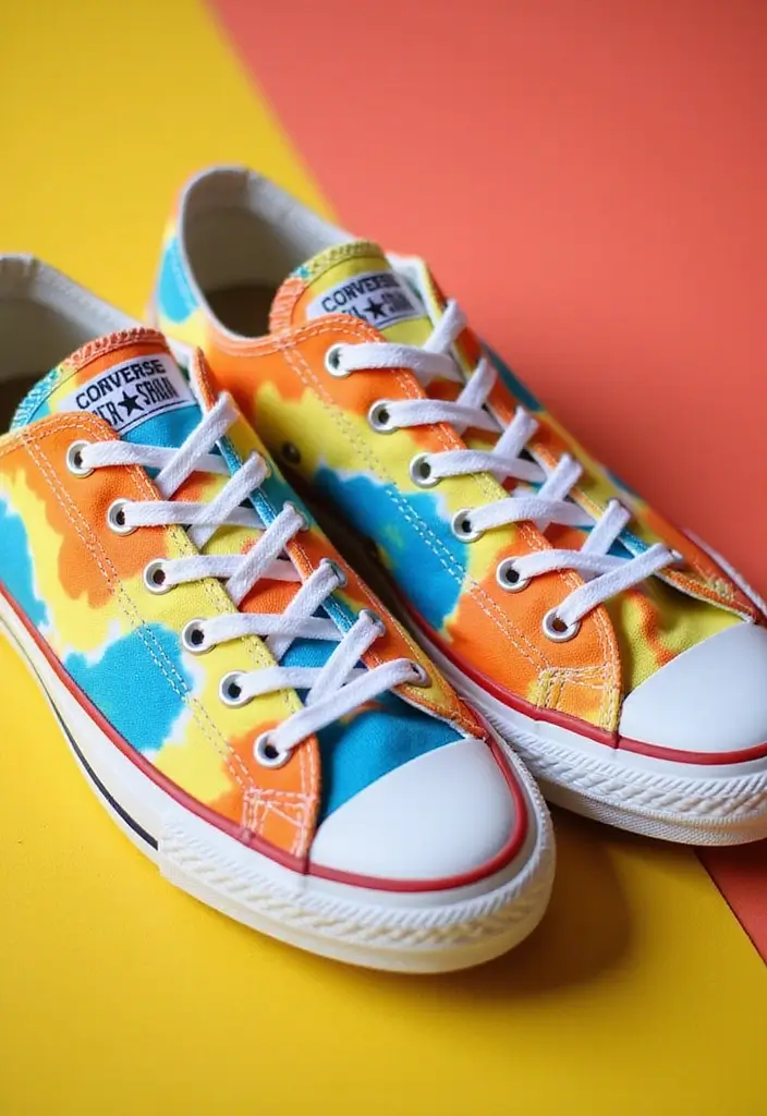 30+ Shoe Painting Ideas Converse That Look Cool and Trendy - 5. Tie-Dye Twist
