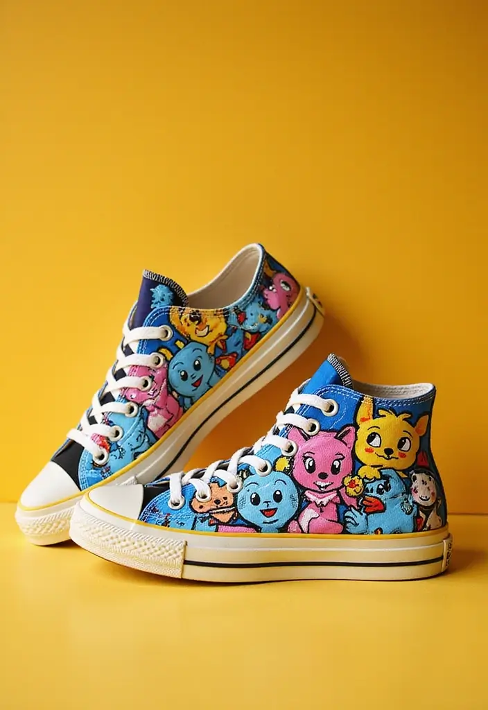 30+ Shoe Painting Ideas Converse That Look Cool and Trendy - 6. Cartoon Characters