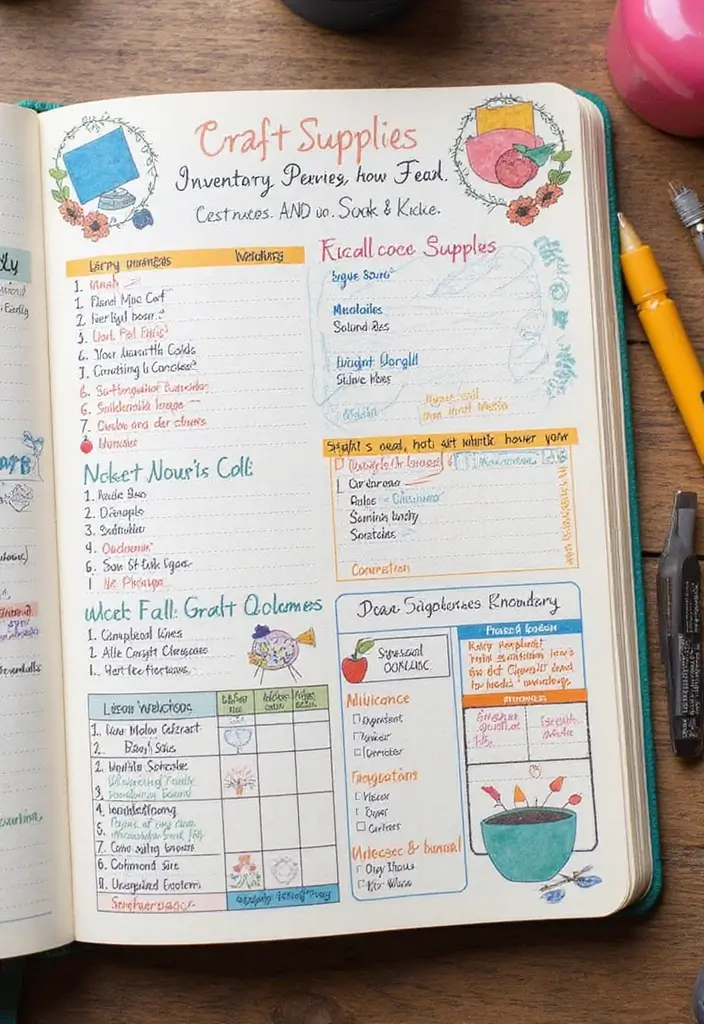 30+ Simple Aesthetic Journal Ideas That Make Planning Stylish and Fun - 20. Craft Supply Inventory