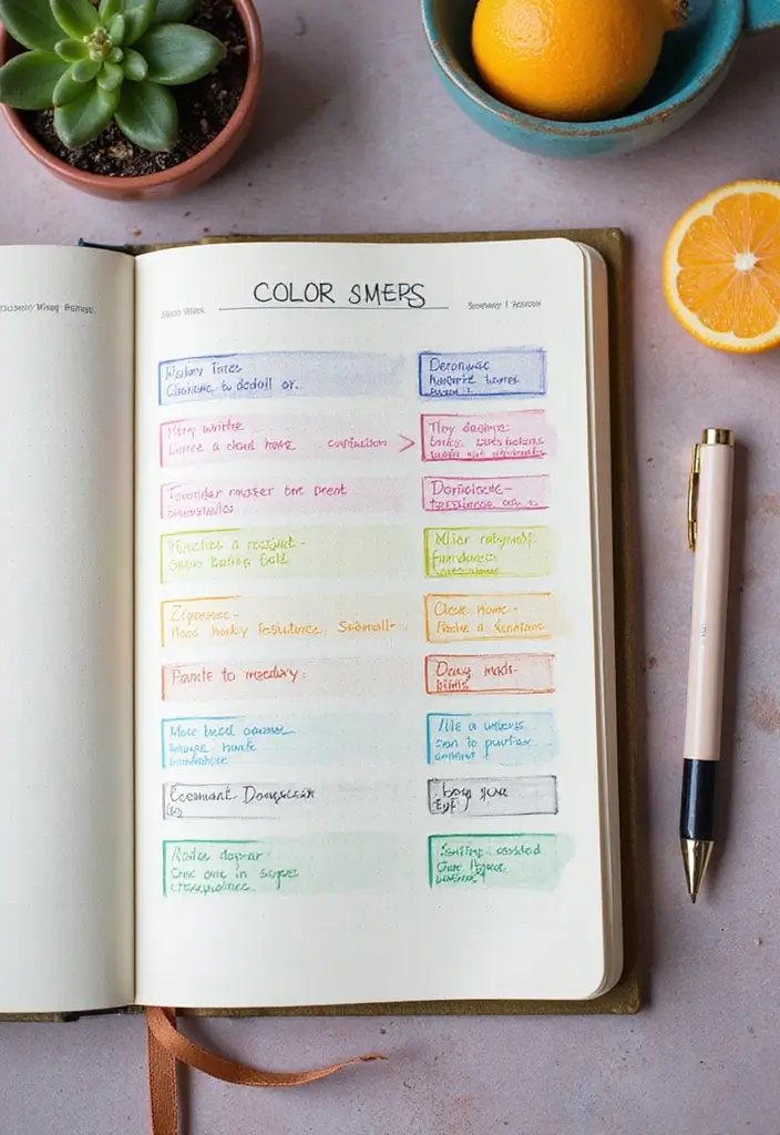 30+ Simple Aesthetic Journal Ideas That Make Planning Stylish and Fun - 24. Color Code Your Journal