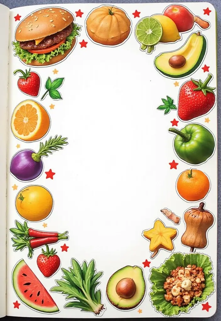 30+ Sticker Journal Ideas That Make Planning Fun and Colorful - 10. Foodie Stickers for Culinary Plans
