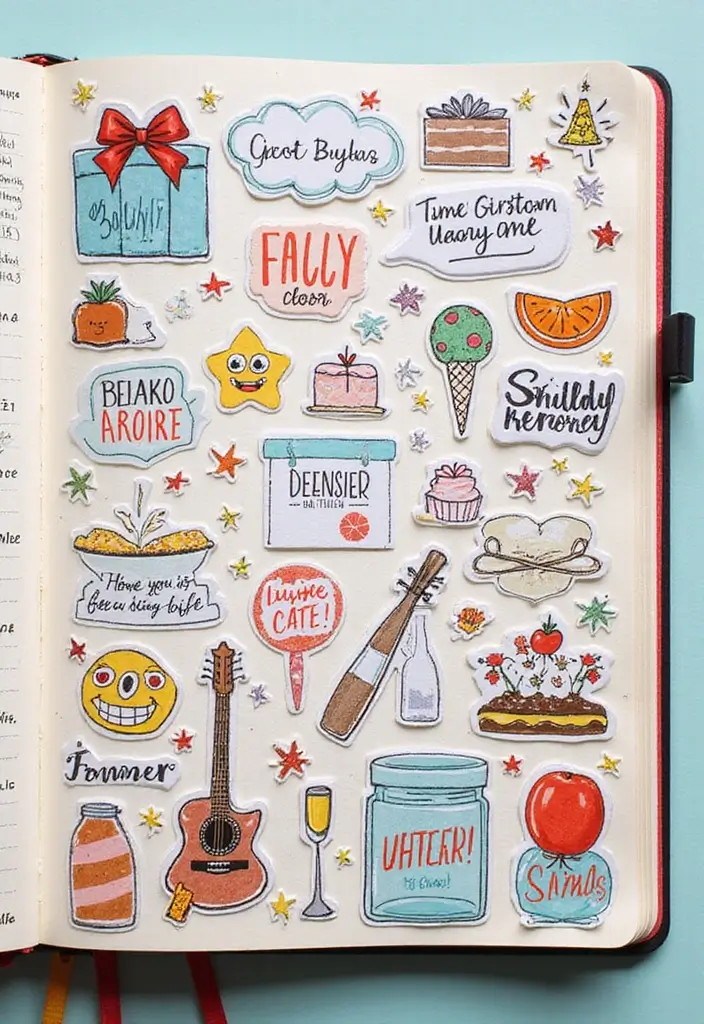 30+ Sticker Journal Ideas That Make Planning Fun and Colorful - 19. Celebratory Stickers for Special Events