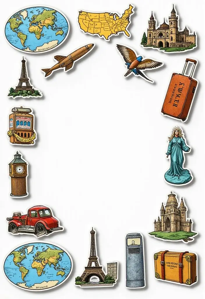 30+ Sticker Journal Ideas That Make Planning Fun and Colorful - 22. Travel-Themed Sticker Collections