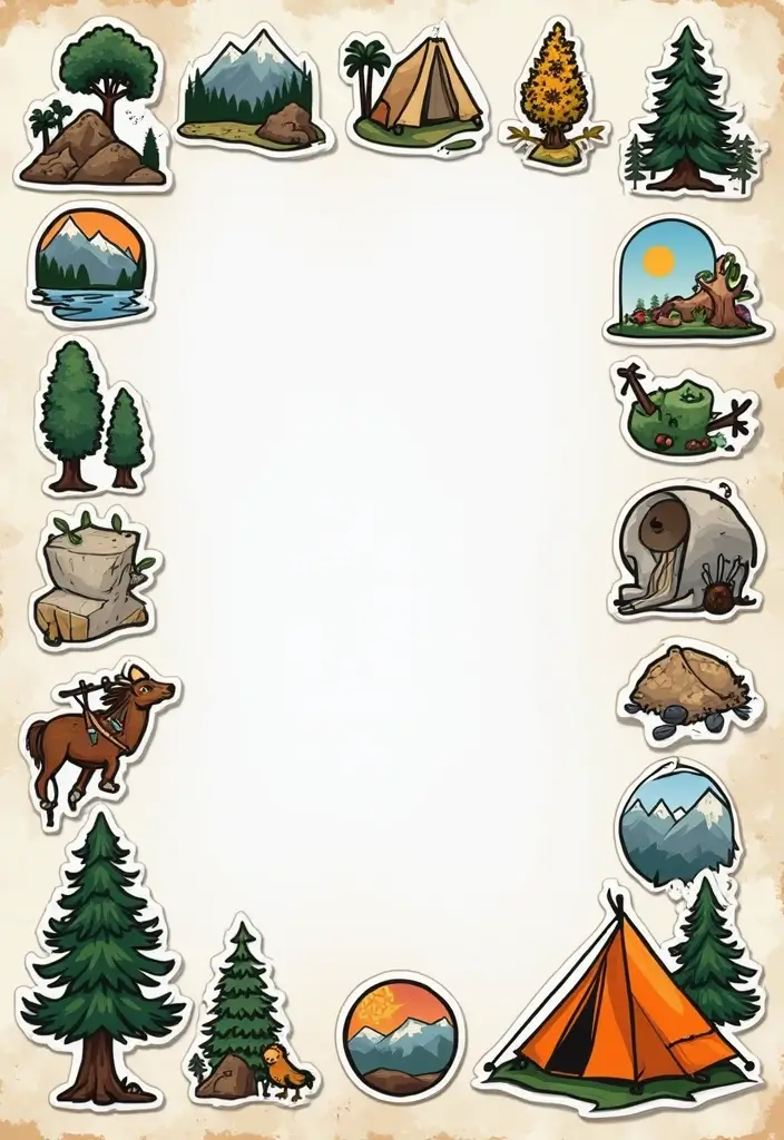 30+ Sticker Journal Ideas That Make Planning Fun and Colorful - 27. Adventure and Outdoor Stickers