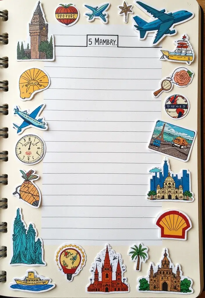30+ Sticker Journal Ideas That Make Planning Fun and Colorful - 8. Travel Scrapbook Stickers