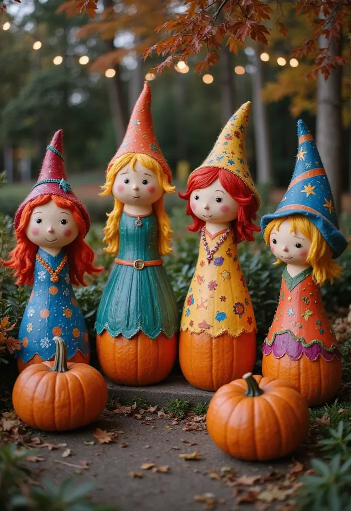 30+ Tall Pumpkin Painting Ideas That Are Eye-Catching and Unique - 1. Whimsical Fairy Tale Characters
