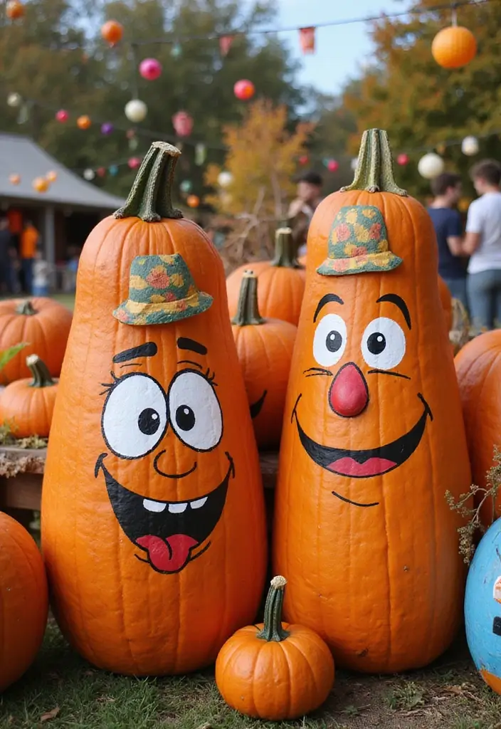 30+ Tall Pumpkin Painting Ideas That Are Eye-Catching and Unique - 10. Cartoon Characters