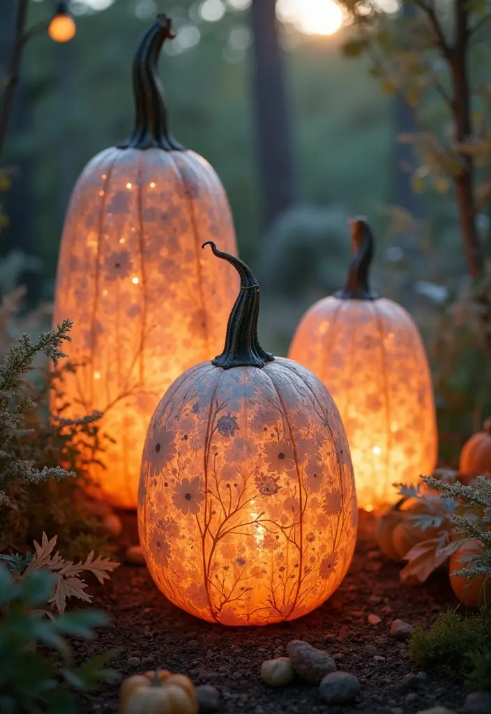 30+ Tall Pumpkin Painting Ideas That Are Eye-Catching and Unique - 22. Transparent Paint Techniques