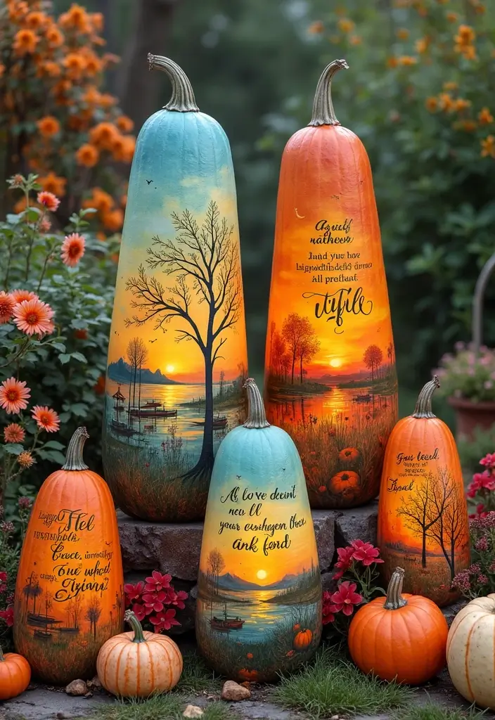 30+ Tall Pumpkin Painting Ideas That Are Eye-Catching and Unique - 24. Inspirational Nature Quotes