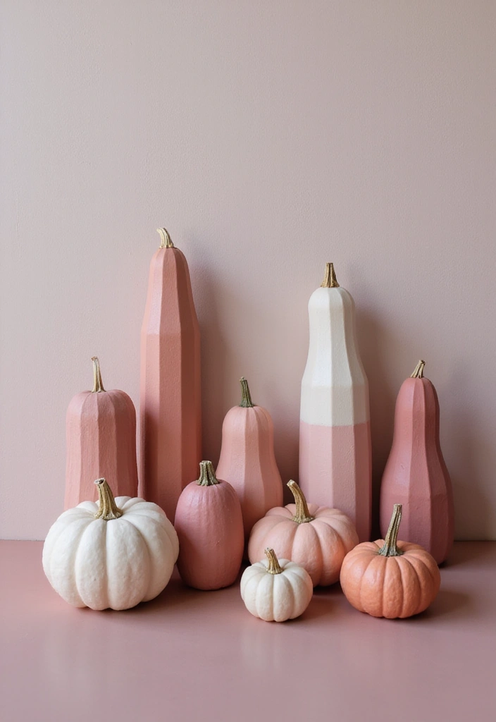 30+ Tall Pumpkin Painting Ideas That Are Eye-Catching and Unique - 9. Monochromatic Masterpieces