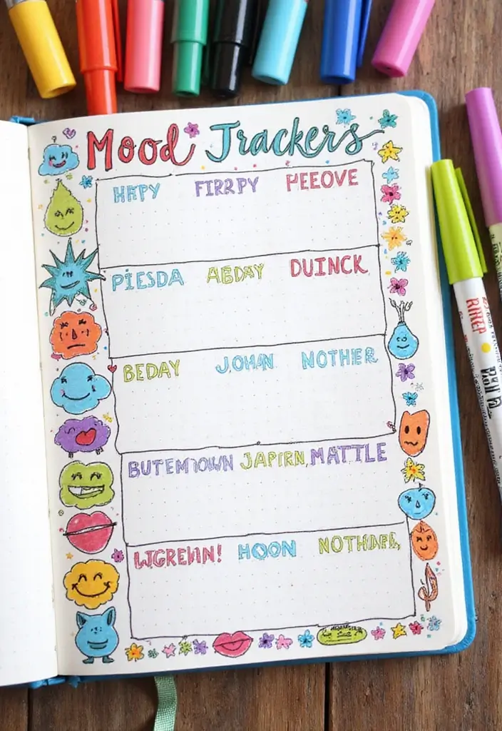 30+ Tracking Journal Ideas That Make Habits and Goals Fun to Follow - 2. Weekly Mood Tracker