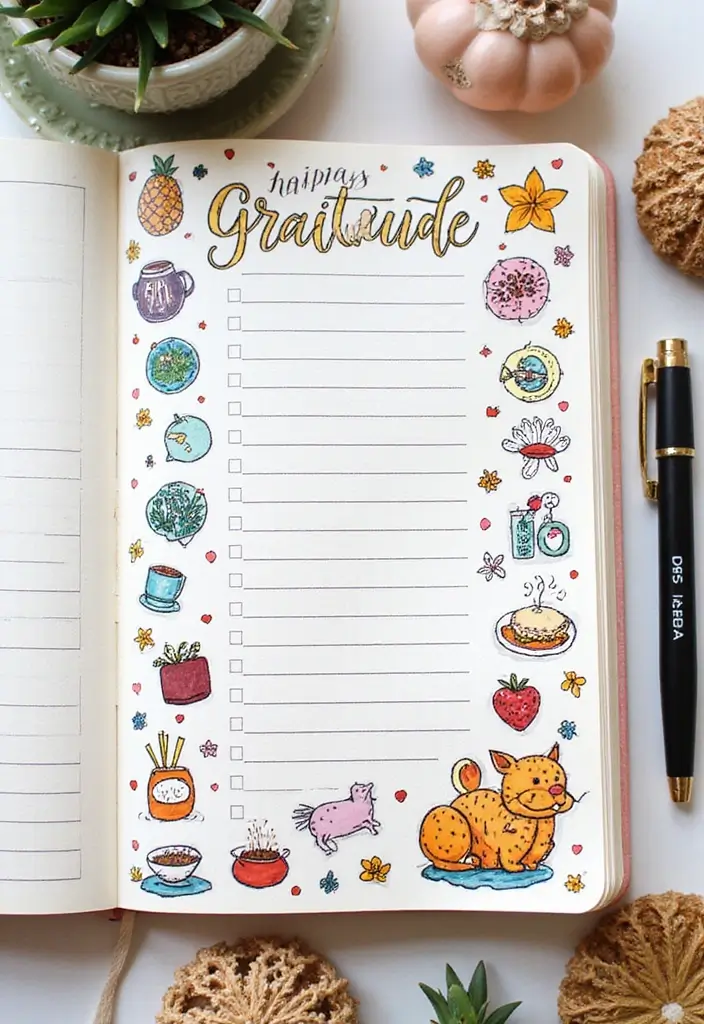 30+ Tracking Journal Ideas That Make Habits and Goals Fun to Follow - 6. Daily Gratitude Log