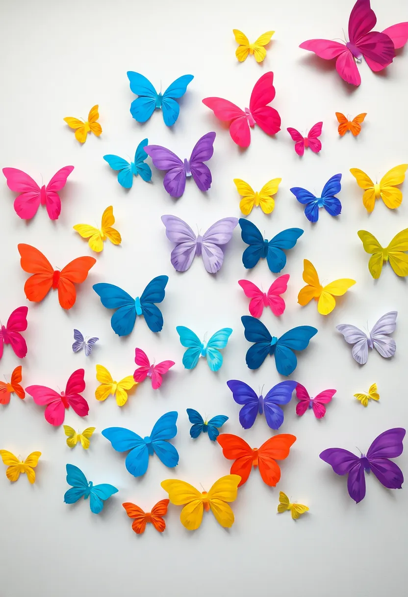 30+ Wall Hanging Craft Ideas With Paper That Decorate Any Room - 30. Paper Butterfly Wall Decor