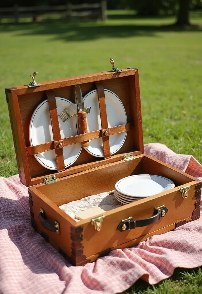 30+ Wood Box Ideas That Make Handmade Gifts Look Professional - 17. Wooden Picnic Set Box