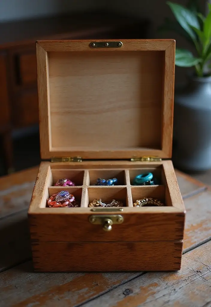 30+ Wood Box Ideas That Make Handmade Gifts Look Professional - 4. DIY Jewelry Box with Compartments