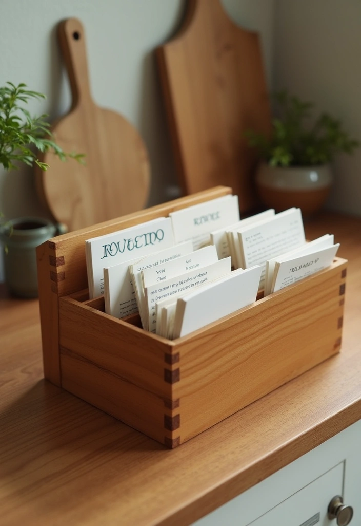 30+ Wood Box Ideas That Make Handmade Gifts Look Professional - 6. Wooden Recipe Box for Culinary Lovers