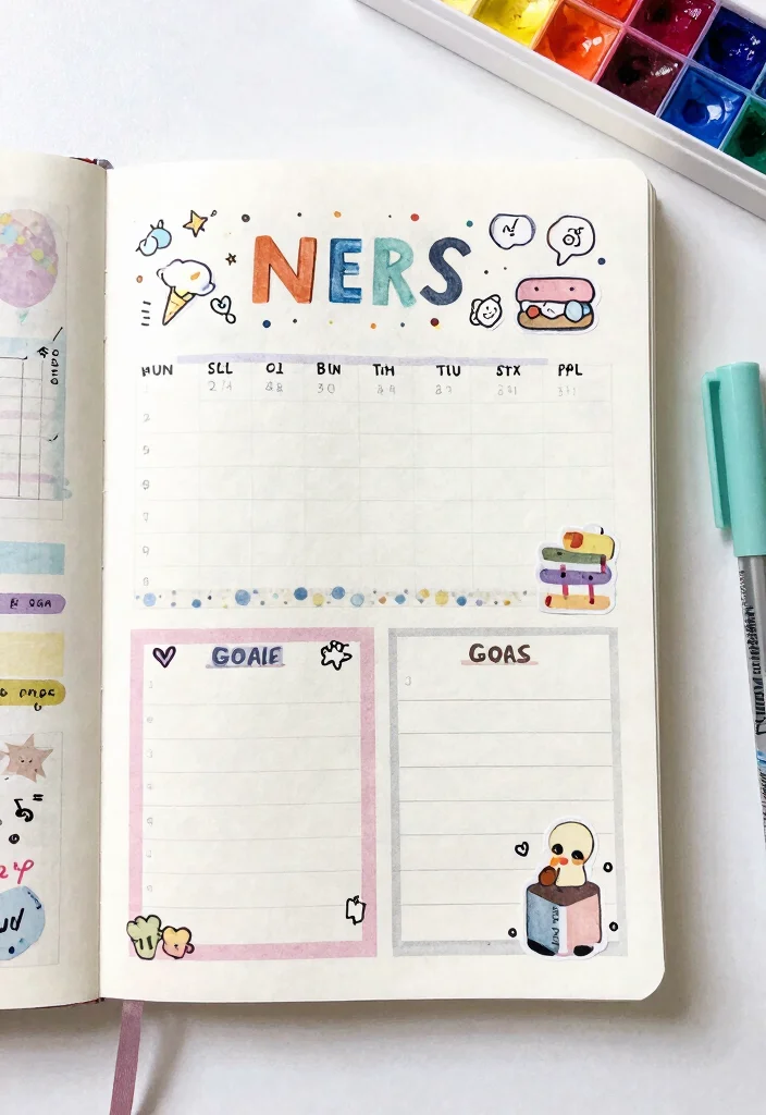 10 BTS Journal Ideas: Aesthetic and Creative DIY Layouts - 2. Themed Monthly Spread 1