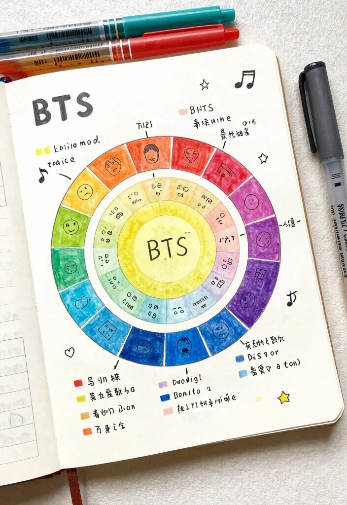 10 BTS Journal Ideas: Aesthetic and Creative DIY Layouts - 6. Mood Tracker Inspired by Song Vibes 1