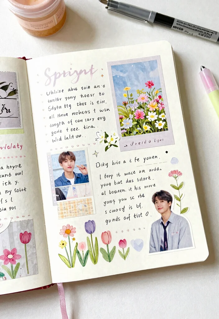 10 BTS Journal Ideas: Aesthetic and Creative DIY Layouts - 9. Seasonal Aesthetic Pages 1