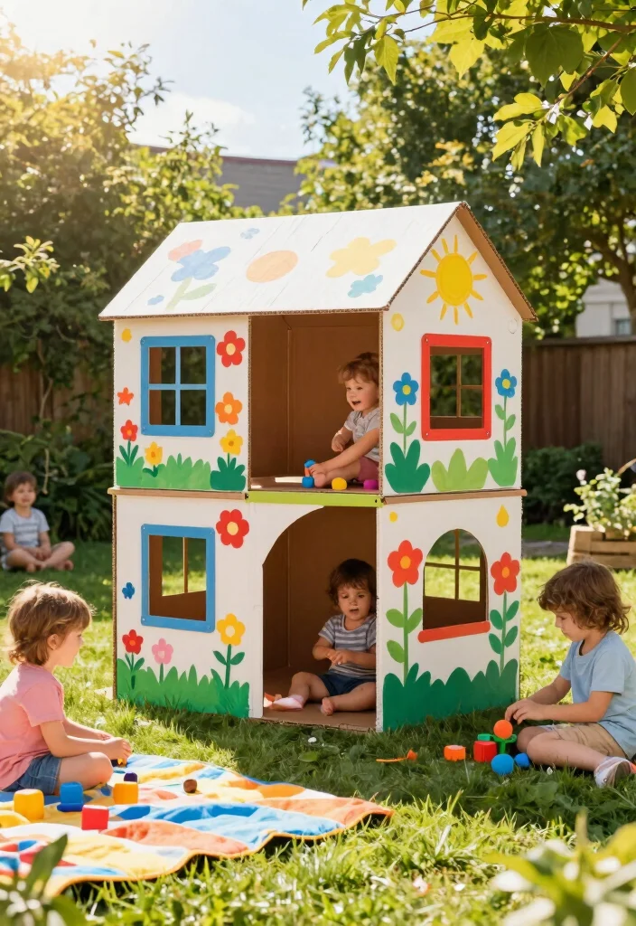 10 Big Cardboard Box Ideas for Creative Reuse Projects - 4. Fun Children’s Playhouse 1