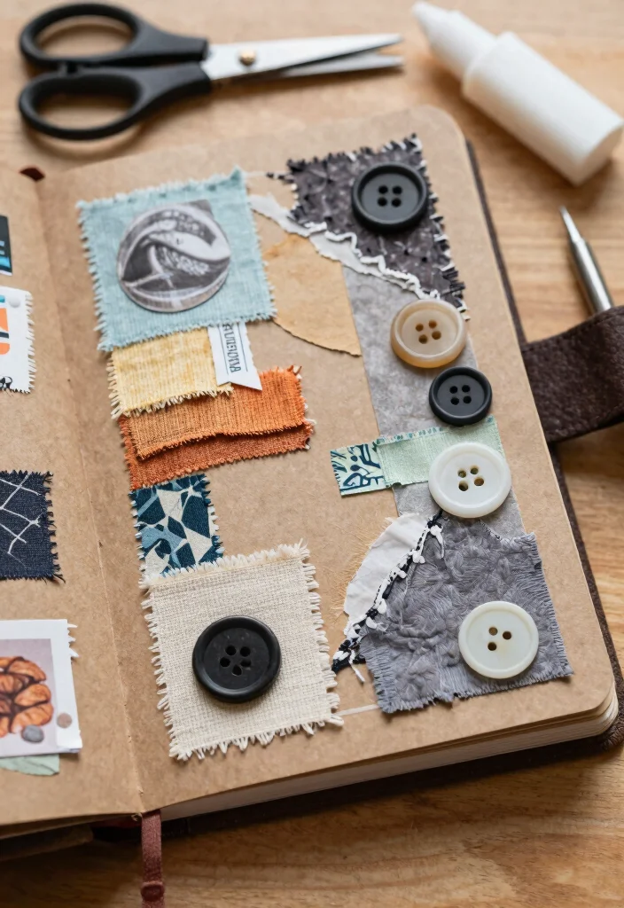 10 Brown Journal Ideas for Minimal and Cozy Aesthetic Pages - 3. Upcycled Materials for Embellishment 1