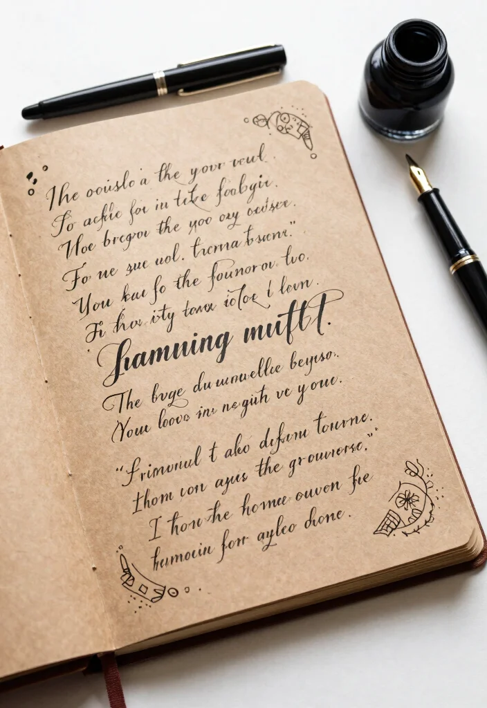 10 Brown Journal Ideas for Minimal and Cozy Aesthetic Pages - 4. Calligraphy and Hand Lettering 1