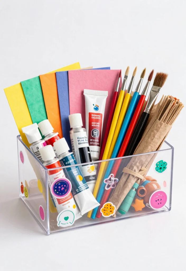 10 Clear Gift Box Ideas for Elegant DIY Packaging - 5. Creative Crafts: DIY Art Supplies Box 1