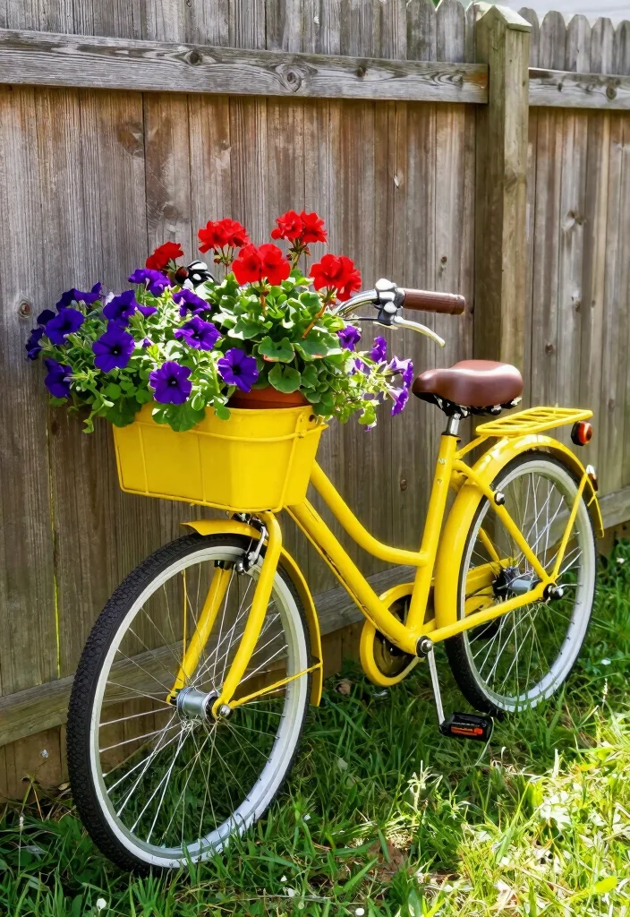 10 Cycle Decoration Ideas: Easy Outdoor DIY Projects - 1. Bicycle Planter 1