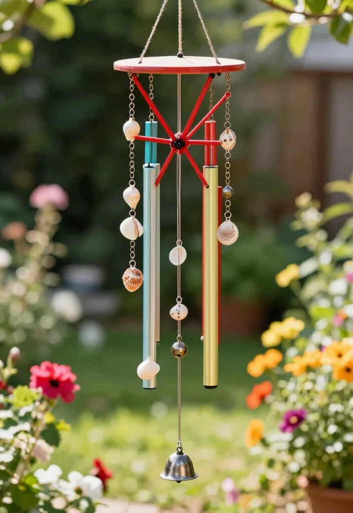 10 Cycle Decoration Ideas: Easy Outdoor DIY Projects - 4. Bike Wheel Wind Chime 1