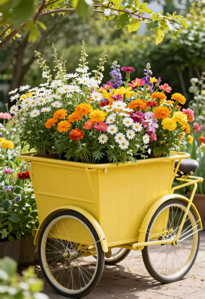 10 Cycle Decoration Ideas: Easy Outdoor DIY Projects - 5. Bike Flower Cart 1