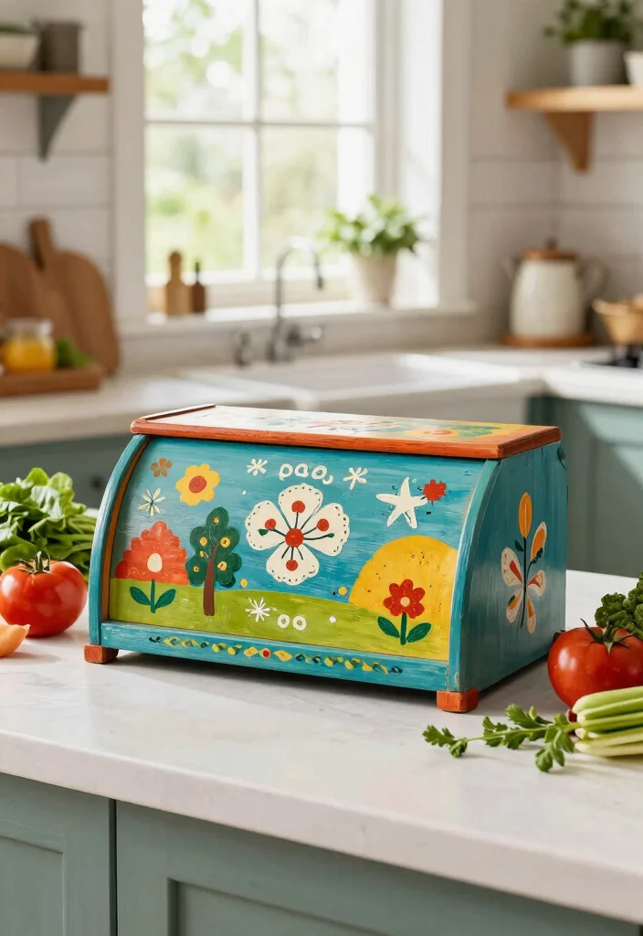 10 DIY Bread Box Ideas for Rustic Kitchen Storage - 2. Painted Wooden Bread Box 1
