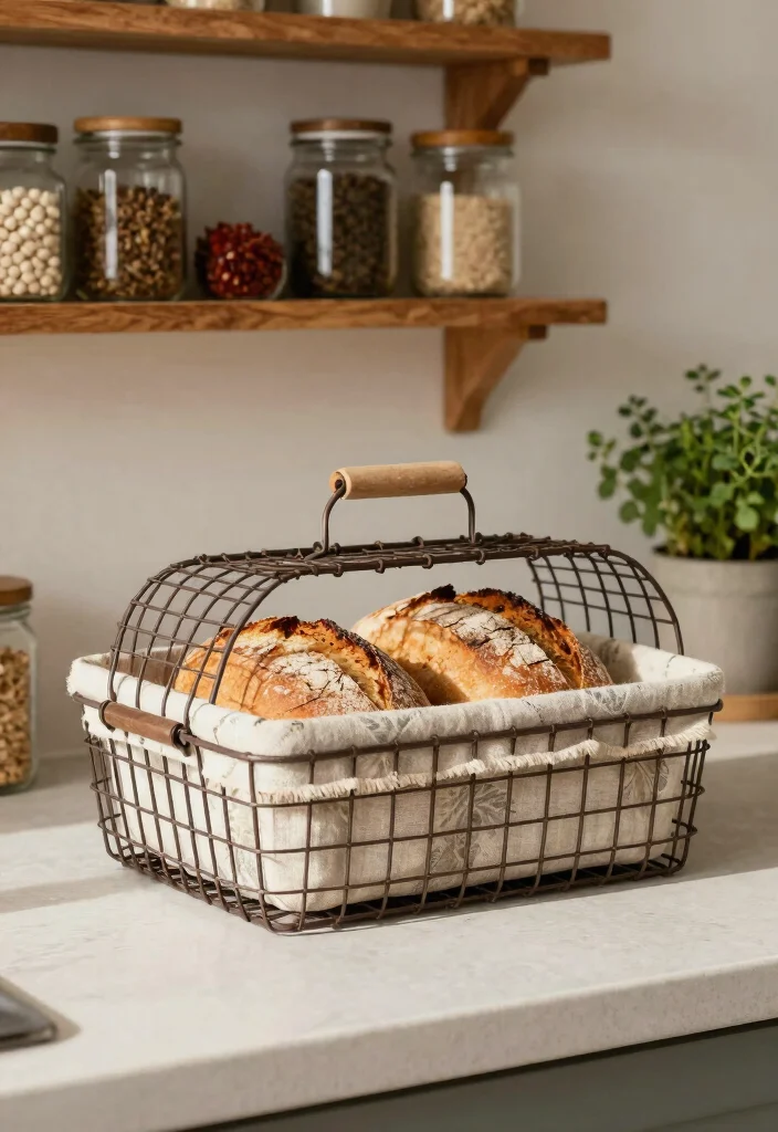 10 DIY Bread Box Ideas for Rustic Kitchen Storage - 3. Rustic Wire-Basket Bread Box 1