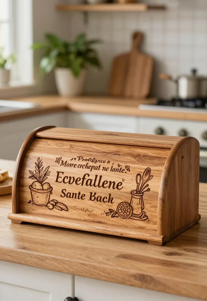 10 DIY Bread Box Ideas for Rustic Kitchen Storage - 8. Personalized Engraved Bread Box 1