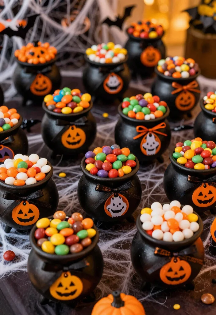 10 Halloween Candy Box Ideas: Fun DIY Party Decor - 6. Mini Cauldron Candy Containers 1