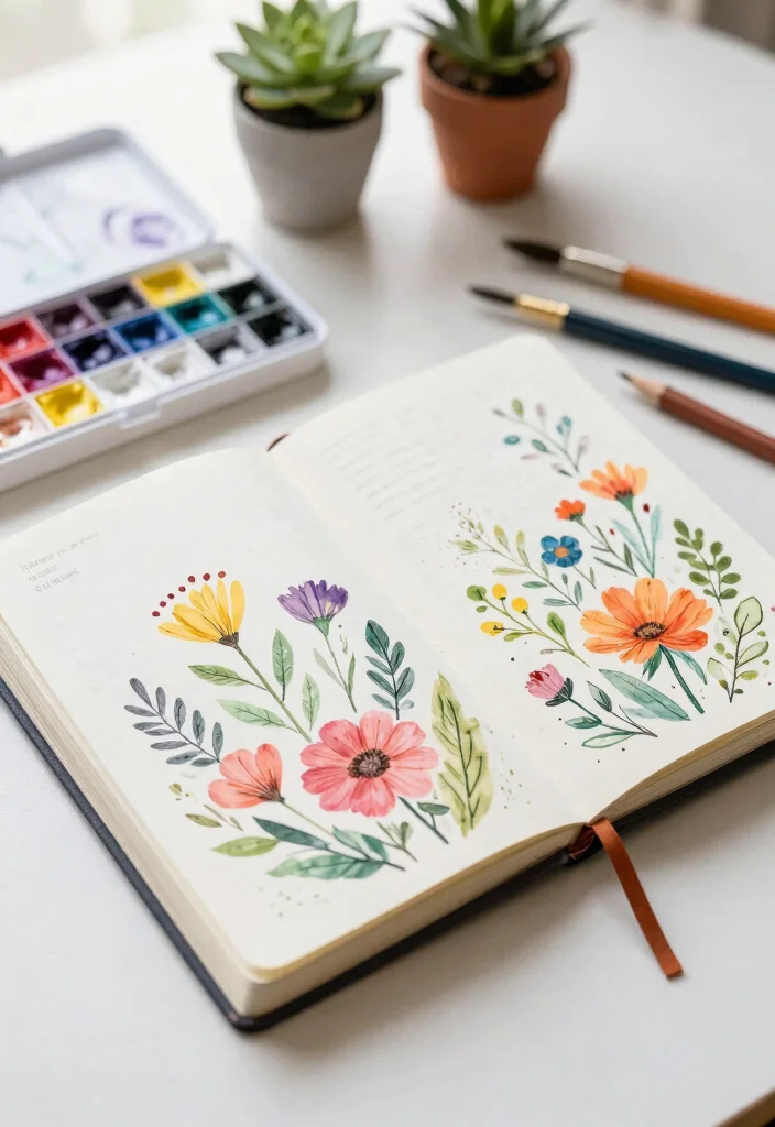10 Journal Ideas for Bright and Creative Pages in May - 1. Blooming Floral Designs 1