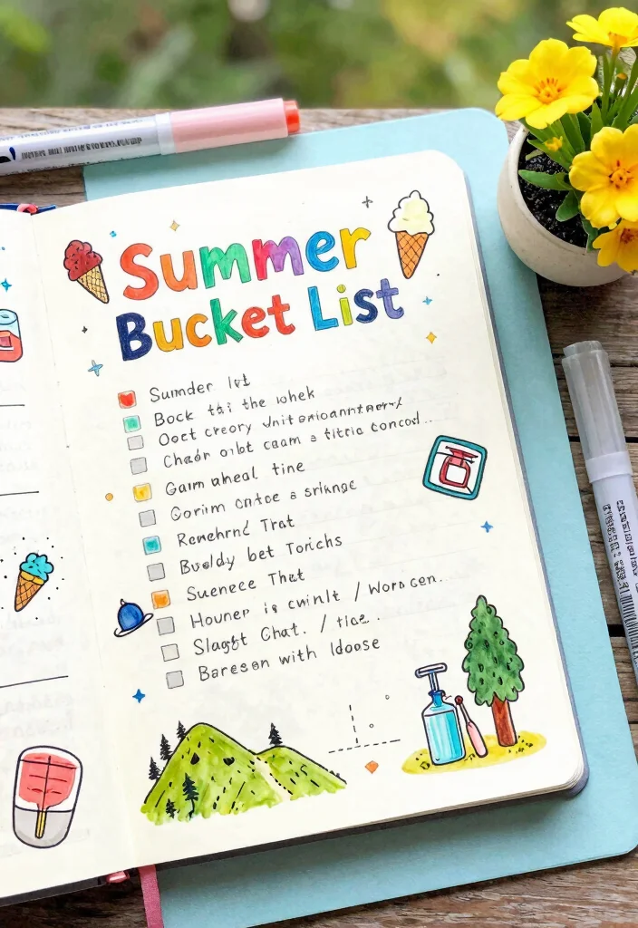 10 Journal Ideas for June: Fresh and Simple Layouts - 2. Summer Bucket List 1