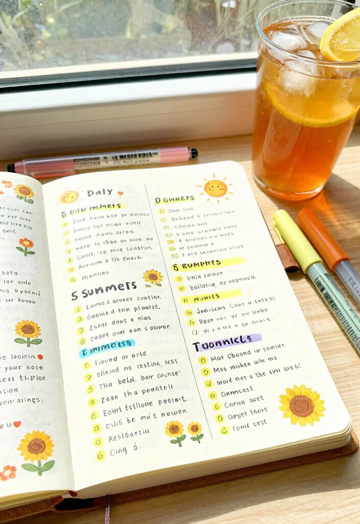 10 Journal Ideas for June: Fresh and Simple Layouts - 3. Daily Summer Journal Prompts 1