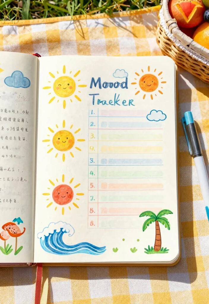 10 Journal Ideas for June: Fresh and Simple Layouts - 4. Mood Tracker with a Summer Twist 1