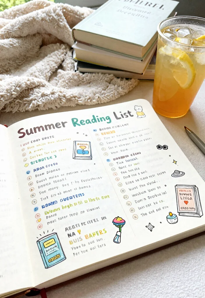 10 Journal Ideas for June: Fresh and Simple Layouts - 6. Summer Reading List 1