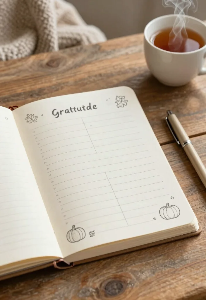 10 Journal Ideas for November: Cozy Minimal Layouts - 1. Gratitude Log Layout 1